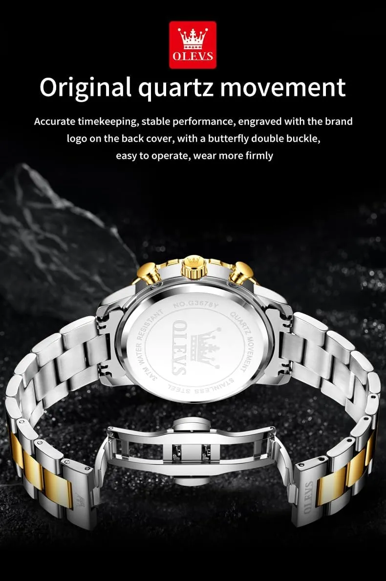 Stainless Steel Waterproof Luminous agonize Date Easy Read Men Wrsit Watch OLEVS Watch for Men Simple Business Dress Analog 