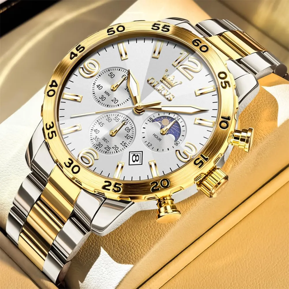 Stainless Steel Waterproof Luminous agonize Date Easy Read Men Wrsit Watch OLEVS Watch for Men Simple Business Dress Analog 
