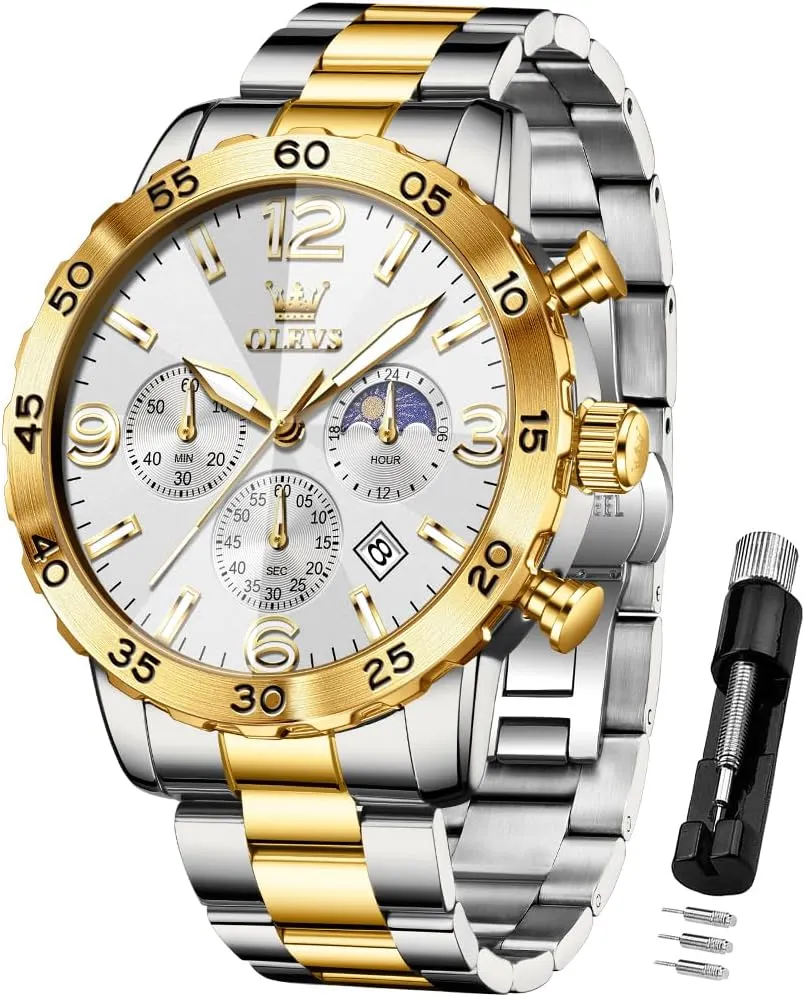 Stainless Steel Waterproof Luminous agonize Date Easy Read Men Wrsit Watch OLEVS Watch for Men Simple Business Dress Analog 