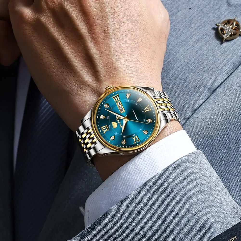 Stainless Steel Waterproof Luminous Day Date OLEVS Automatic Mens Watches Self Winding Mechanical Business Luxury Dress Wrist cooper Watch 
