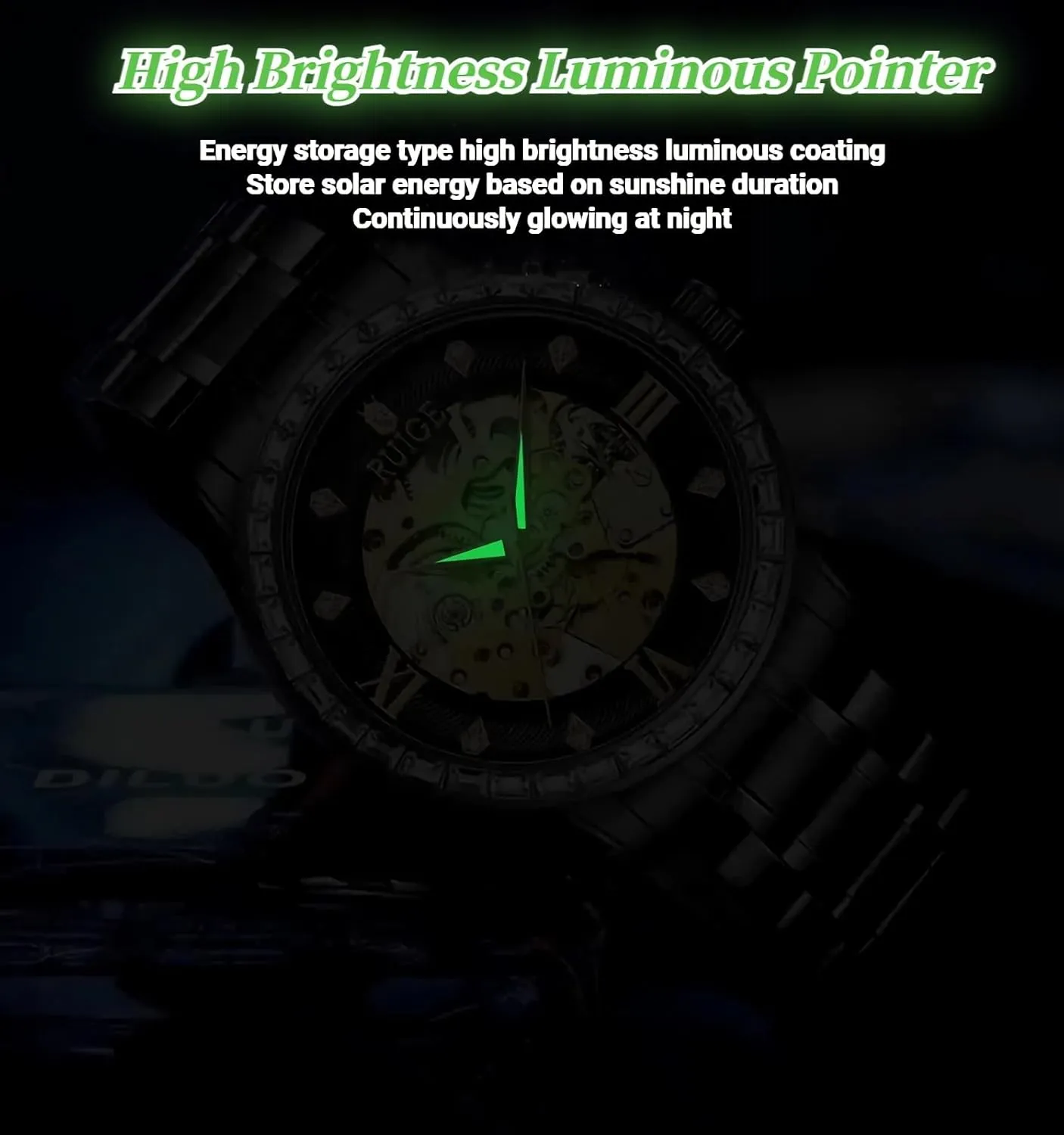 Stainless Steel/Leather Wrist Watch Men Hollow Diamond Skeleton Watch Automatic Mechanical Watches Luxury Classic Male Self upland landing slip unwell Winding 