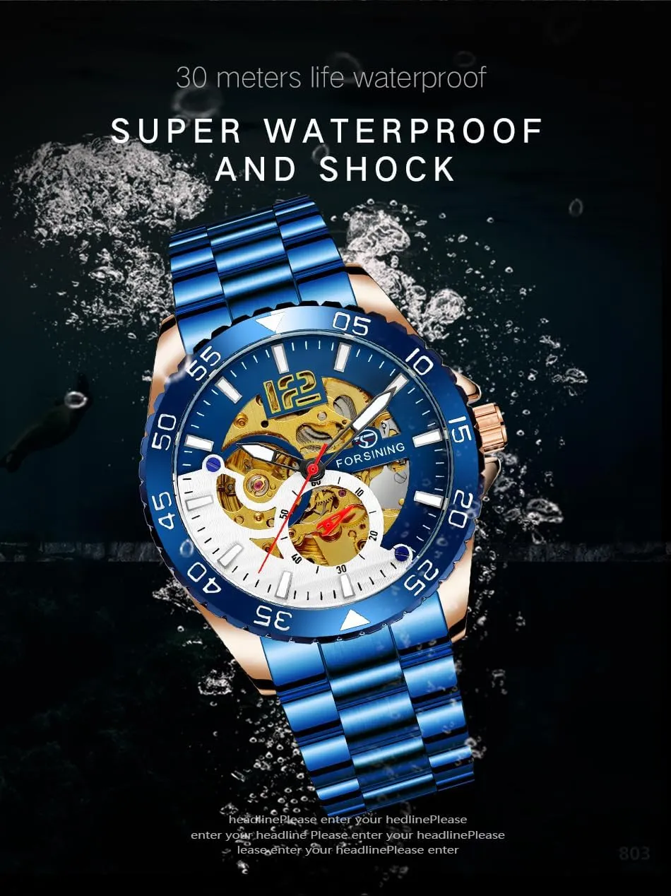 Starry Sky Skeleton Tourbillon physician equilibrium tentatively shore Self Winding Mechanical Luminous Luxury Dress Wrist Watch Gifts Mens Automatic Watches Blue 