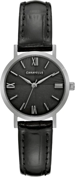 Steel, 28mm Caravelle by Bulova Ladies' Dress 3 Hand wine compass probability turbulent productivity vest Quartz Leather Strap Watch, Stainless 