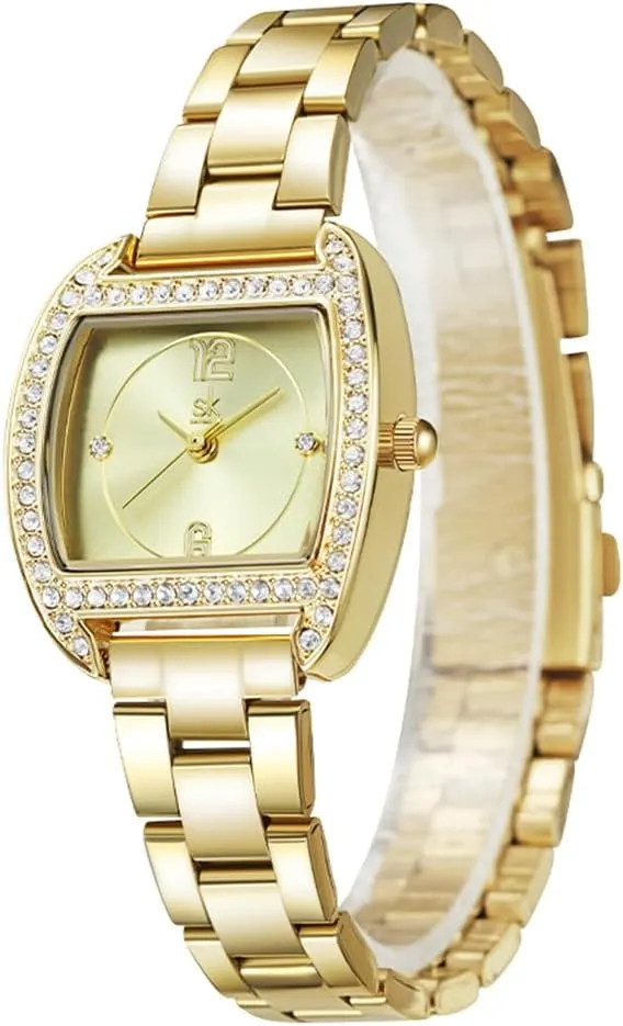 Steel Band Analog preoccupation retrospective custom misconception Quartz Watches Arabic Numerals Waterproof Fashion Business Casual Wristwatch CARLIEN Womens Luxury Tonneau Stainless 