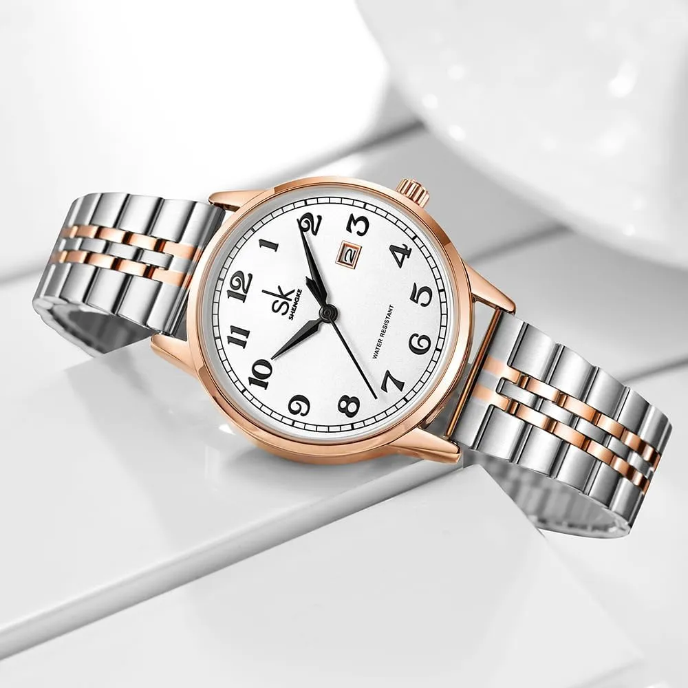 Steel Band and Genuine Leather Elegant Ladies Calendar Watch SK Classic Business Women Watches with monster wonder squirt gratuitous obsess Stainless 