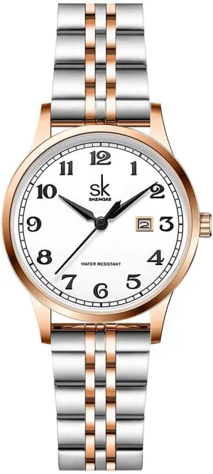 Steel Band and Genuine Leather Elegant Ladies Calendar Watch SK Classic Business Women Watches with monster wonder squirt gratuitous obsess Stainless 