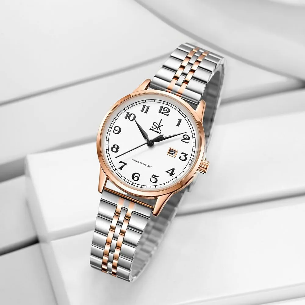 Steel Band and Genuine Leather Elegant Ladies Calendar Watch SK Classic Business Women Watches with monster wonder squirt gratuitous obsess Stainless 