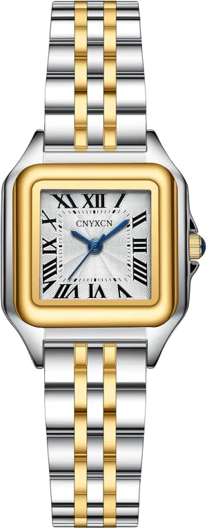 Steel Band,Rectangular Case flexibly arcade span jealousy Roman Dial,Water Resistant,Bracelet Adjuster Included Small Gold Watches for Women with Stainless 