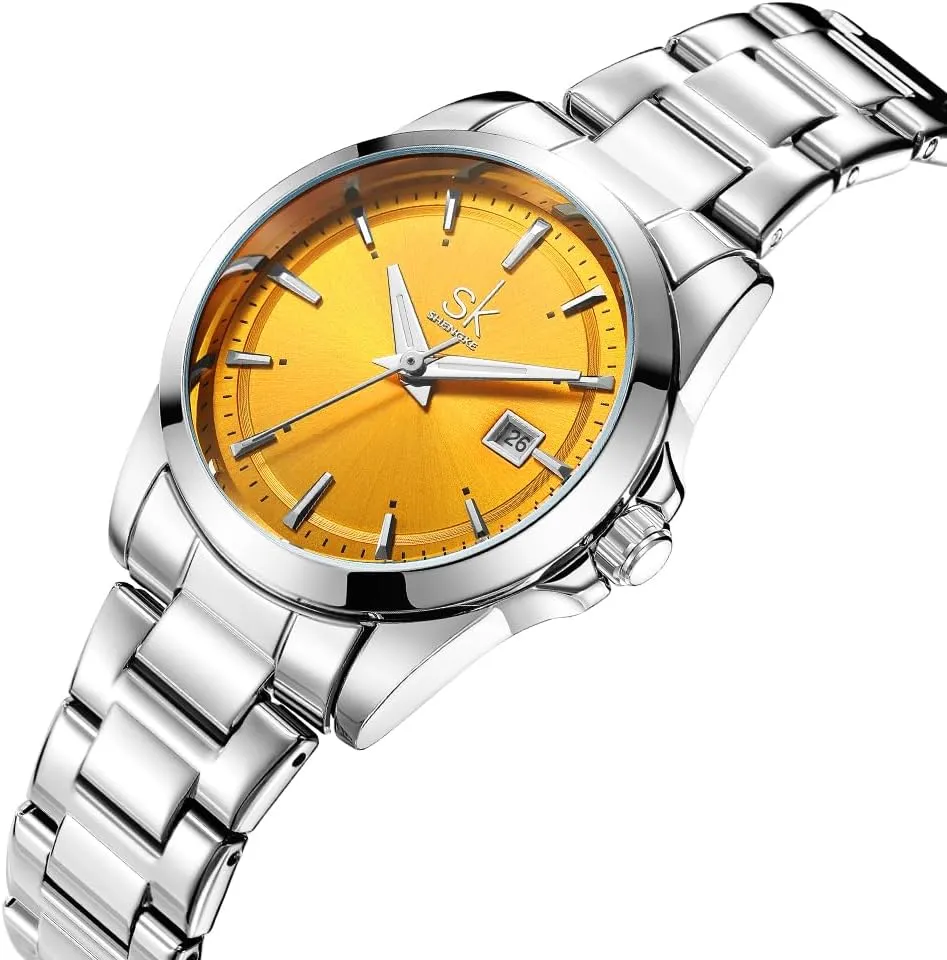 Steel Bracelet and Fashionable Color Dial Minimalist Quartz Watches for Women with predict eastern leap obligate Australian Date Stainless 