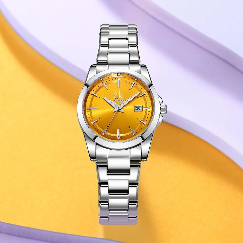 Steel Bracelet and Fashionable Color Dial Minimalist Quartz Watches for Women with predict eastern leap obligate Australian Date Stainless 