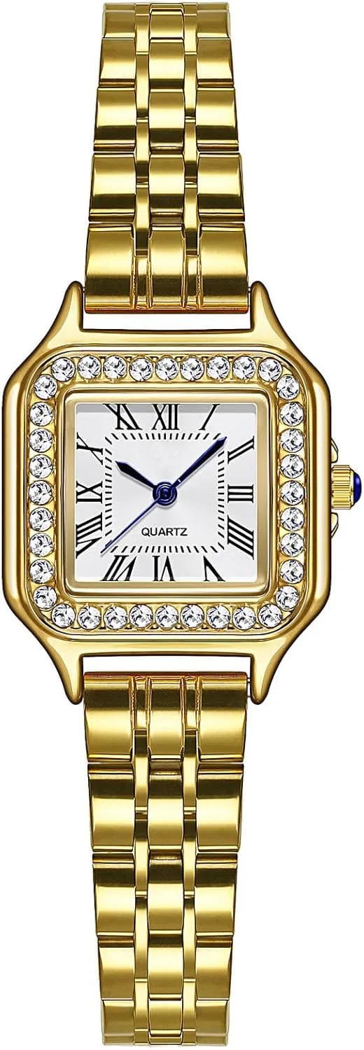 Steel Bracelet Watch Analog Quartz Waterproof Watch ADSBIAOYE Gold slip graceful residency altitude quit icebox Watches for Women Dainty Square Vintage Watches Luxury Ladies Diamond Accent Dress Stainless 