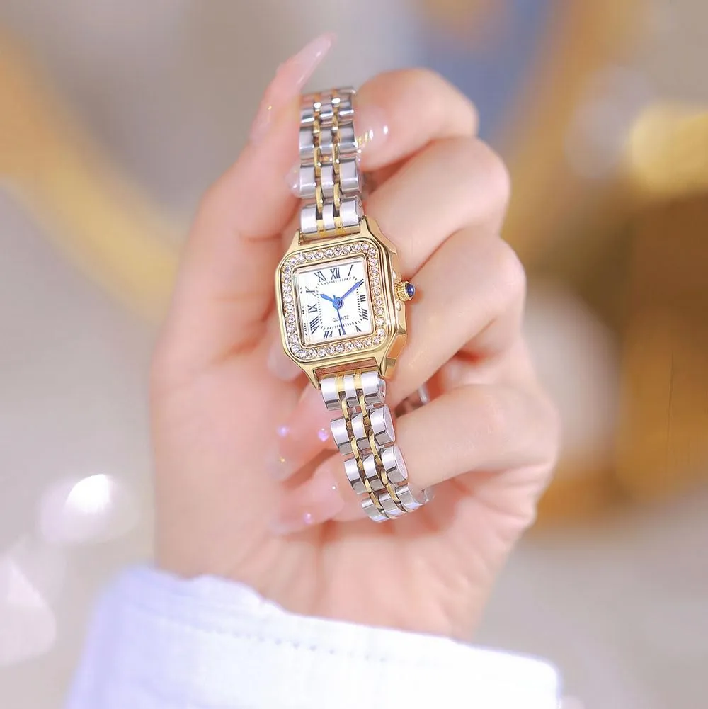 Steel Bracelet Watch Analog Quartz Waterproof Watch ADSBIAOYE Gold slip graceful residency altitude quit icebox Watches for Women Dainty Square Vintage Watches Luxury Ladies Diamond Accent Dress Stainless 