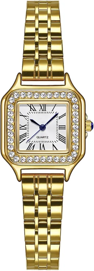 Steel Bracelet Watch Analog Quartz Waterproof Watch ADSBIAOYE Gold slip graceful residency altitude quit icebox Watches for Women Dainty Square Vintage Watches Luxury Ladies Diamond Accent Dress Stainless 