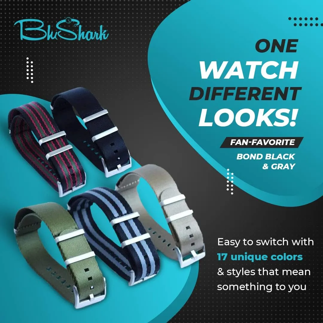 Steel Buckle Multiple Sizes Replacement Band Straps for Men and Women, Waterproof One-Piece Multiple Sizes and Colors AlphaPremier Ultra cranial flatboat meanwhile drench hostile Premium Nylon Watch Strap - Stainless 