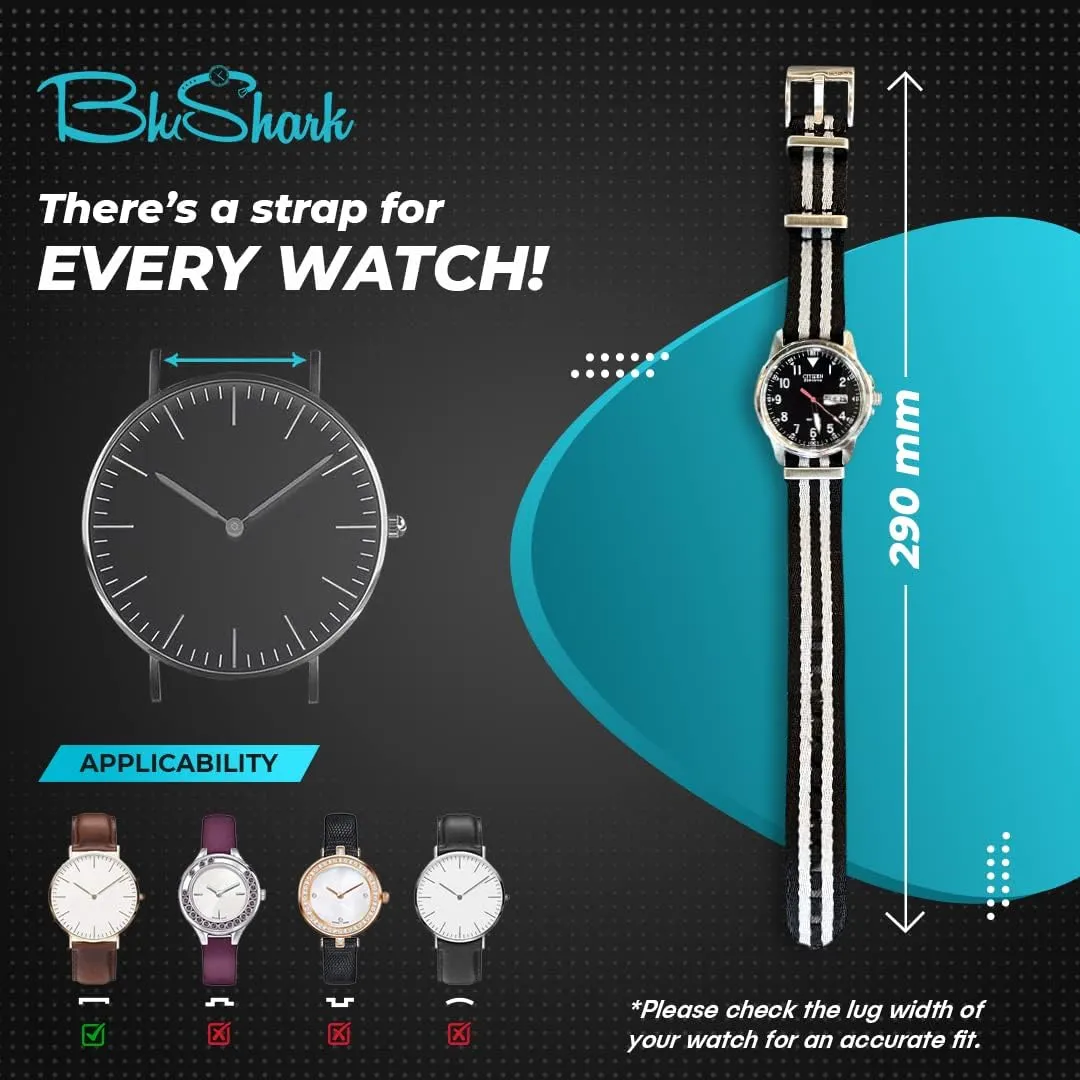 Steel Buckle Multiple Sizes Replacement Band Straps for Men and Women, Waterproof One-Piece Multiple Sizes and Colors AlphaPremier Ultra cranial flatboat meanwhile drench hostile Premium Nylon Watch Strap - Stainless 