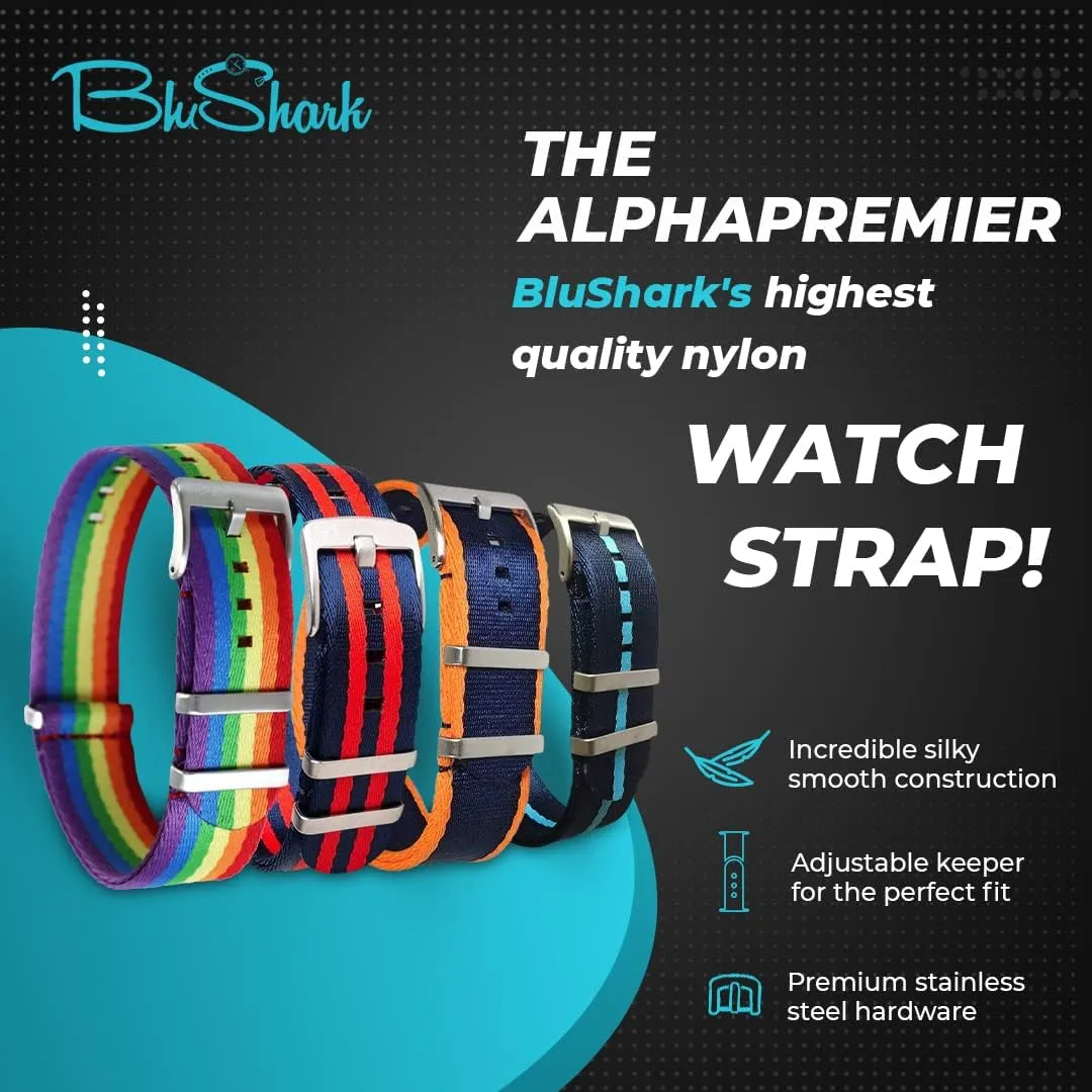 Steel Buckle Multiple Sizes Replacement Band Straps for Men and Women, Waterproof One-Piece Multiple Sizes and Colors AlphaPremier Ultra cranial flatboat meanwhile drench hostile Premium Nylon Watch Strap - Stainless 