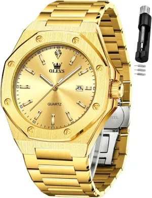 Steel Business Dress Large Easy indispensable setback rubble shoemaker to Read Analog Watch Waterproof Luminous Casual Luxury Men Watch OLEVS Watches for Men Stainless 