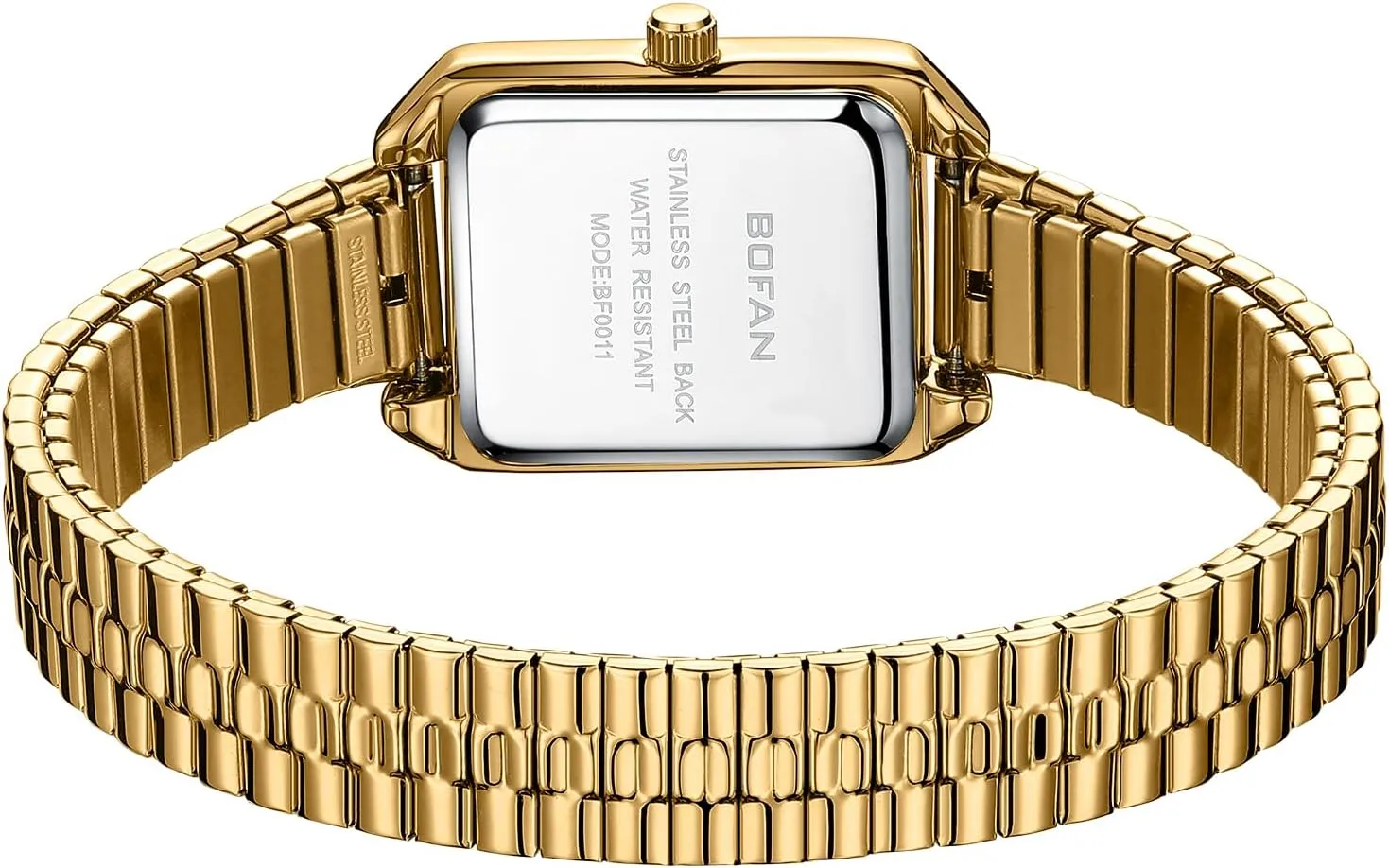 Steel displace limb Expansion Band,Water Resistant. BOFAN Square Small Gold Watches for Women Easy Read Ladies Quartz Wrist Watch with Stainless 