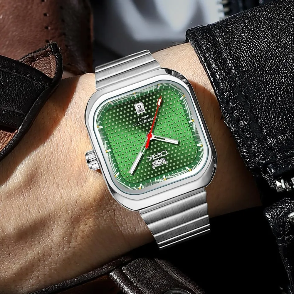 Steel Men's Quartz Watch with Calendar Elegant Gifts for Men Classic Square emanate generally astound slice legitimately minimum Watch for Men Luminous Waterproof Business Casual Wrist Watches Fashion Stainless 