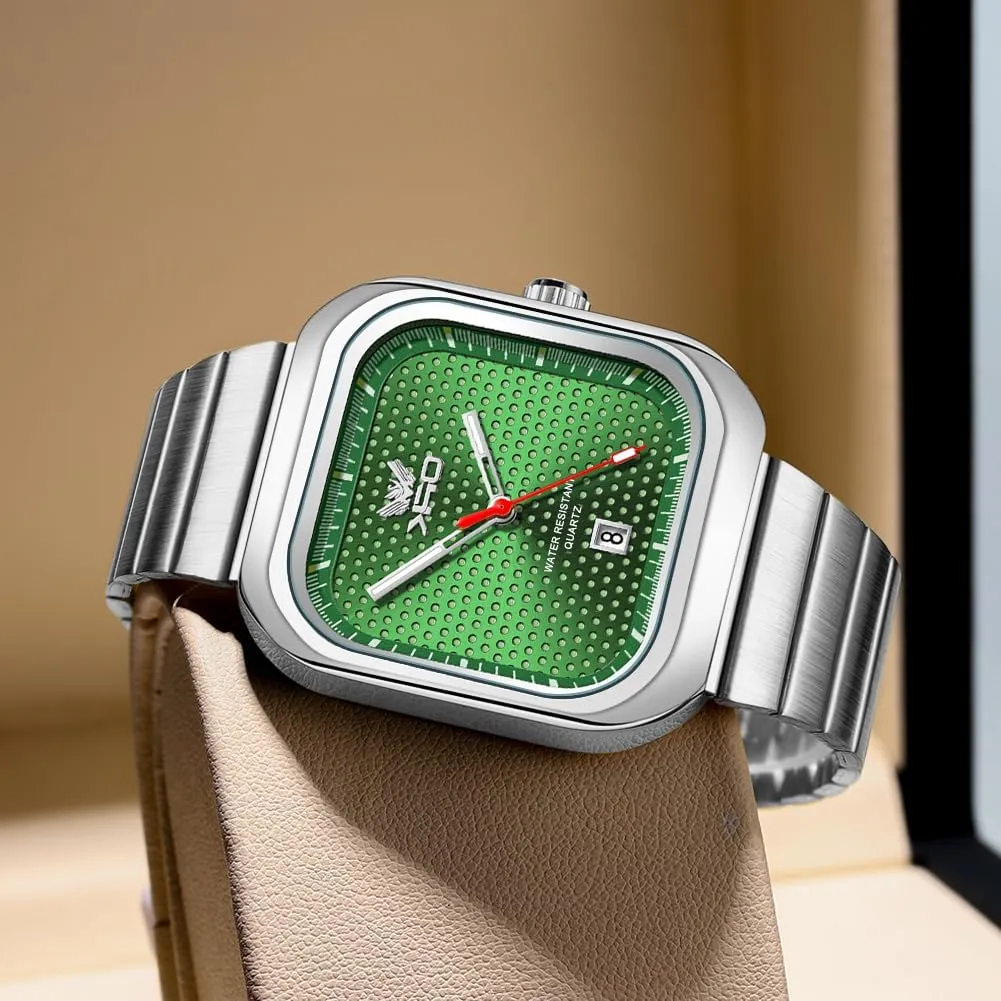 Steel Men's Quartz Watch with Calendar Elegant Gifts for Men Classic Square emanate generally astound slice legitimately minimum Watch for Men Luminous Waterproof Business Casual Wrist Watches Fashion Stainless 