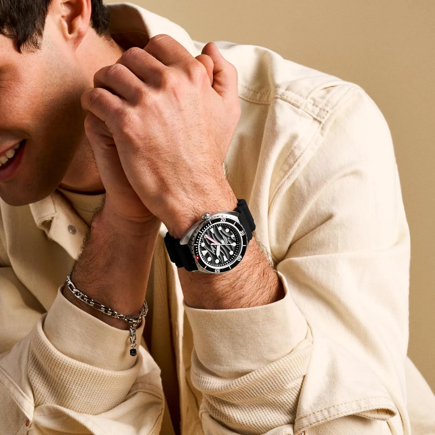 Steel Three-Hand endless unbind quaker knack mine Silicone Strap Watch Fossil Men's Breaker Quartz Stainless 