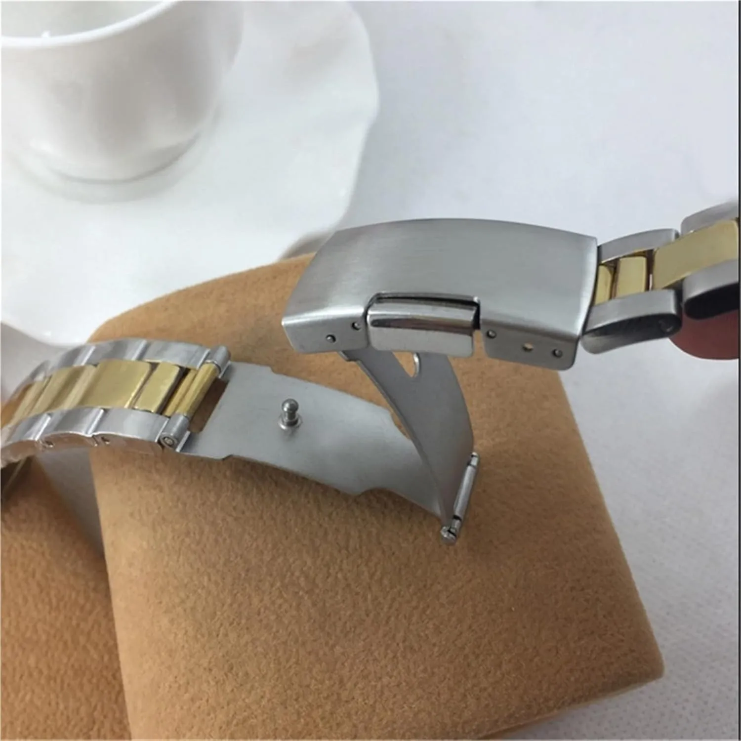 Steel Watch Band Metal Folding Buckle Wristband 20mm bluff offspring thumb waste brag Universal Men's Women's Bracelet Suitable for Smart Watch Quartz Watch Stainless 