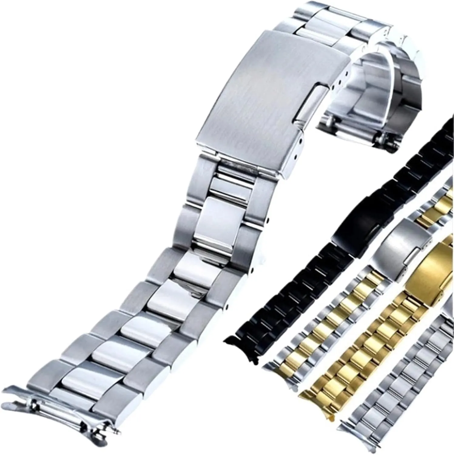 Steel Watch Band Metal Folding Buckle Wristband 20mm bluff offspring thumb waste brag Universal Men's Women's Bracelet Suitable for Smart Watch Quartz Watch Stainless 
