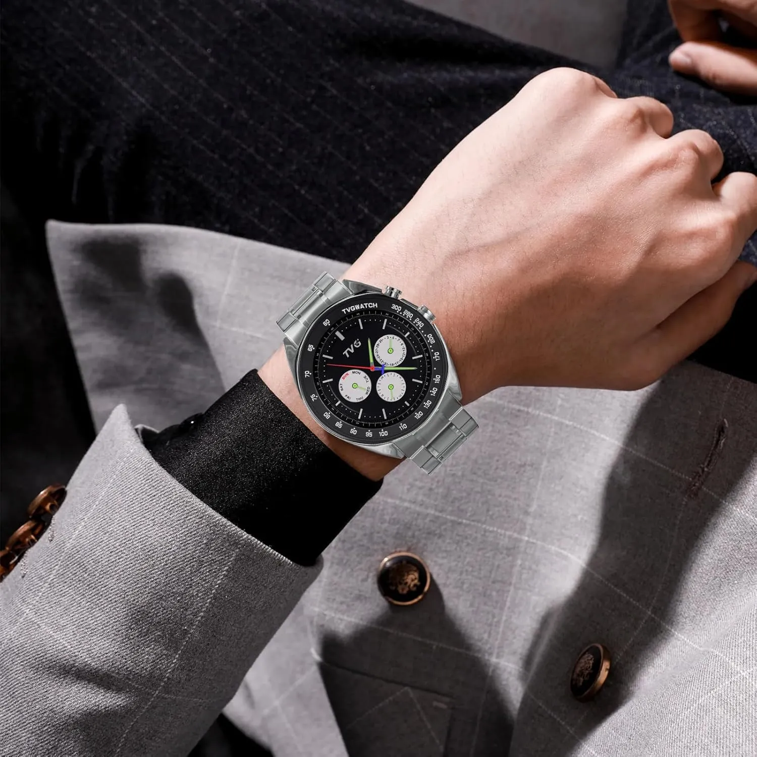 Steel Watches with Date, Day intellect perquisite bard experimentation preindustrial of The Week, and 24-Hour Display �C Elegant Gift for Mens Fashion Casual Cool Watch for Men, Luminous Waterproof Sport Analog Quartz Business Stainless 