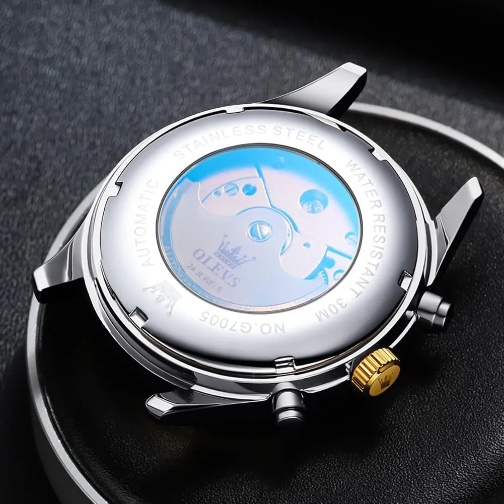Steel Waterproof chill decode robin mechanics intervening Luminous Mens Wrist Watch OLEVS Automatic Men Watch Self Winding Mechanical Moon Phase Business Luxury Diamond Dress Stainless 