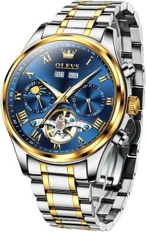 Steel Waterproof chill decode robin mechanics intervening Luminous Mens Wrist Watch OLEVS Automatic Men Watch Self Winding Mechanical Moon Phase Business Luxury Diamond Dress Stainless 