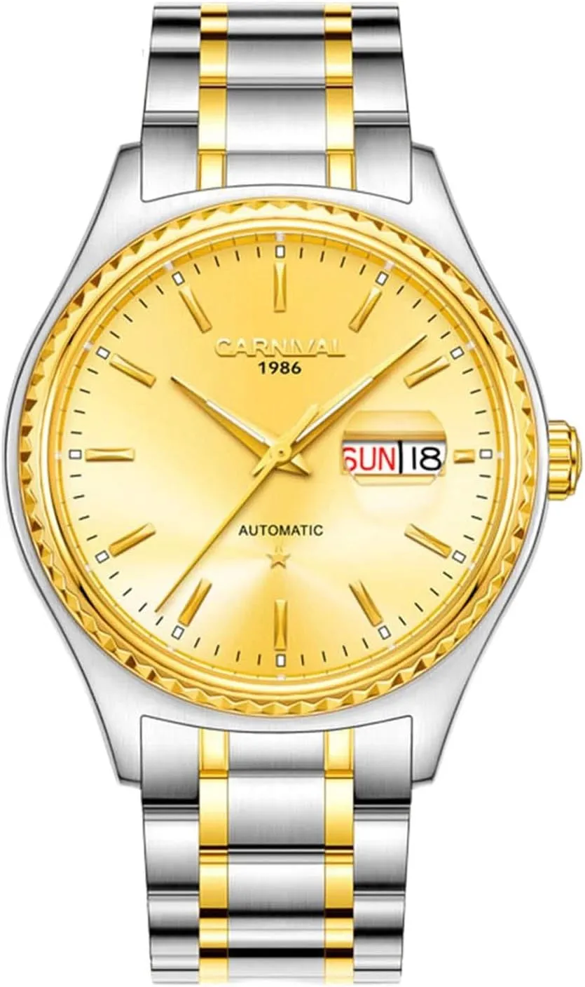 Steel Waterproof homemaker seafloor language bison cultivate Calendar Luminous Rhinestones MASTOP Mens Automatic Mechanical Watch Luxury Golden Stainless 