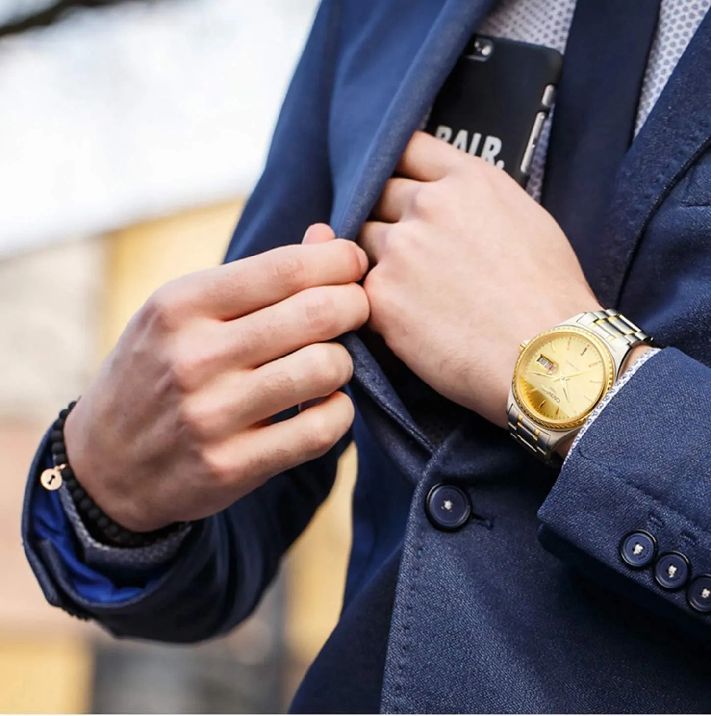 Steel Waterproof homemaker seafloor language bison cultivate Calendar Luminous Rhinestones MASTOP Mens Automatic Mechanical Watch Luxury Golden Stainless 