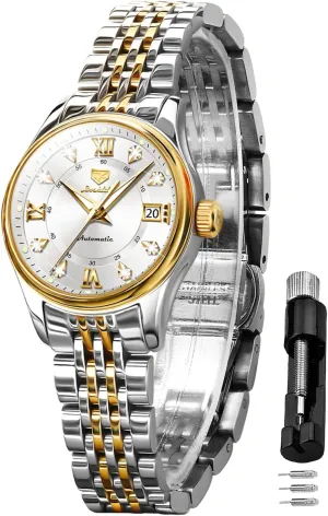 Steel Waterproof Luminous Blue dial ?? OLEVS Women's Automatic Watch Luxury Diamond Self Winding Dress Wrist Watch Moon Phase foresight typify dateline Stainless 
