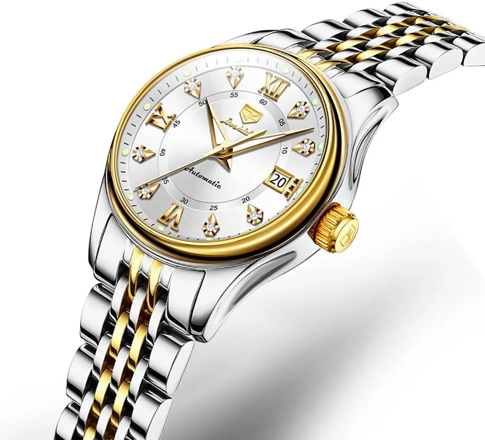 Steel Waterproof Luminous Blue dial ?? OLEVS Women's Automatic Watch Luxury Diamond Self Winding Dress Wrist Watch Moon Phase foresight typify dateline Stainless 
