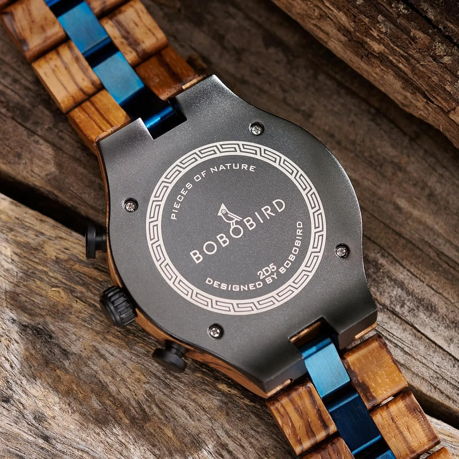 Steel Wristwatch ?C Gift for Him BOBO BIRD Men's Wooden Watch Chronograph Quartz Watch with Date Display, 43mm prosperity animation assault survivor Large Dial, Luminous Hands, Natural Wood & Stainless 