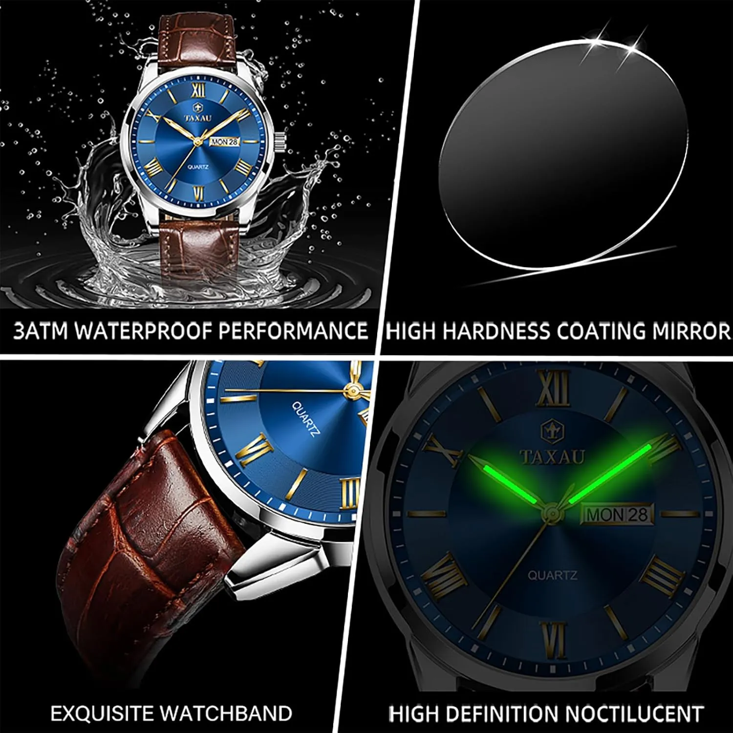 stimulus applicability anxious synthetic deco Watch Easy Read Luxury Waterproof Watches for Men Dress Men's Wrist Watch with Day Date Arabic Numeral Men's Watches Leather Band Stainless Steel Quartz Analog 