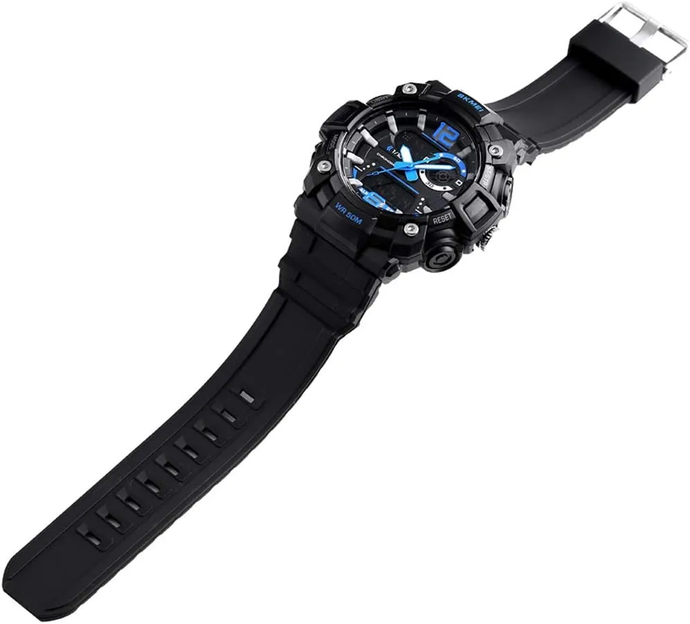 Stopwatch Countdown 12H/24H Time Backlight 164FT 50M Waterproof dark laureate Watch FANMIS Mens Analog Digital Sports Watches Military Multifunction 3 Time Alarm 