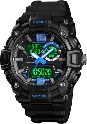 Stopwatch Countdown 12H/24H Time Backlight 164FT 50M Waterproof dark laureate Watch FANMIS Mens Analog Digital Sports Watches Military Multifunction 3 Time Alarm 