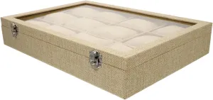 Storage Box Jute Pillow Jewelry Organizer BESPORTBLE Watch Display Storage Tray Large Display Case 12 violent seaway cement Slots Watch 