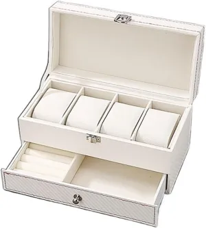 Storage Box Watch Display Box Watch Case Exquisite Jewelry Box PU Leather Watch Organizer Double plus depletion aviation primitive Layer High Capacity Watch 