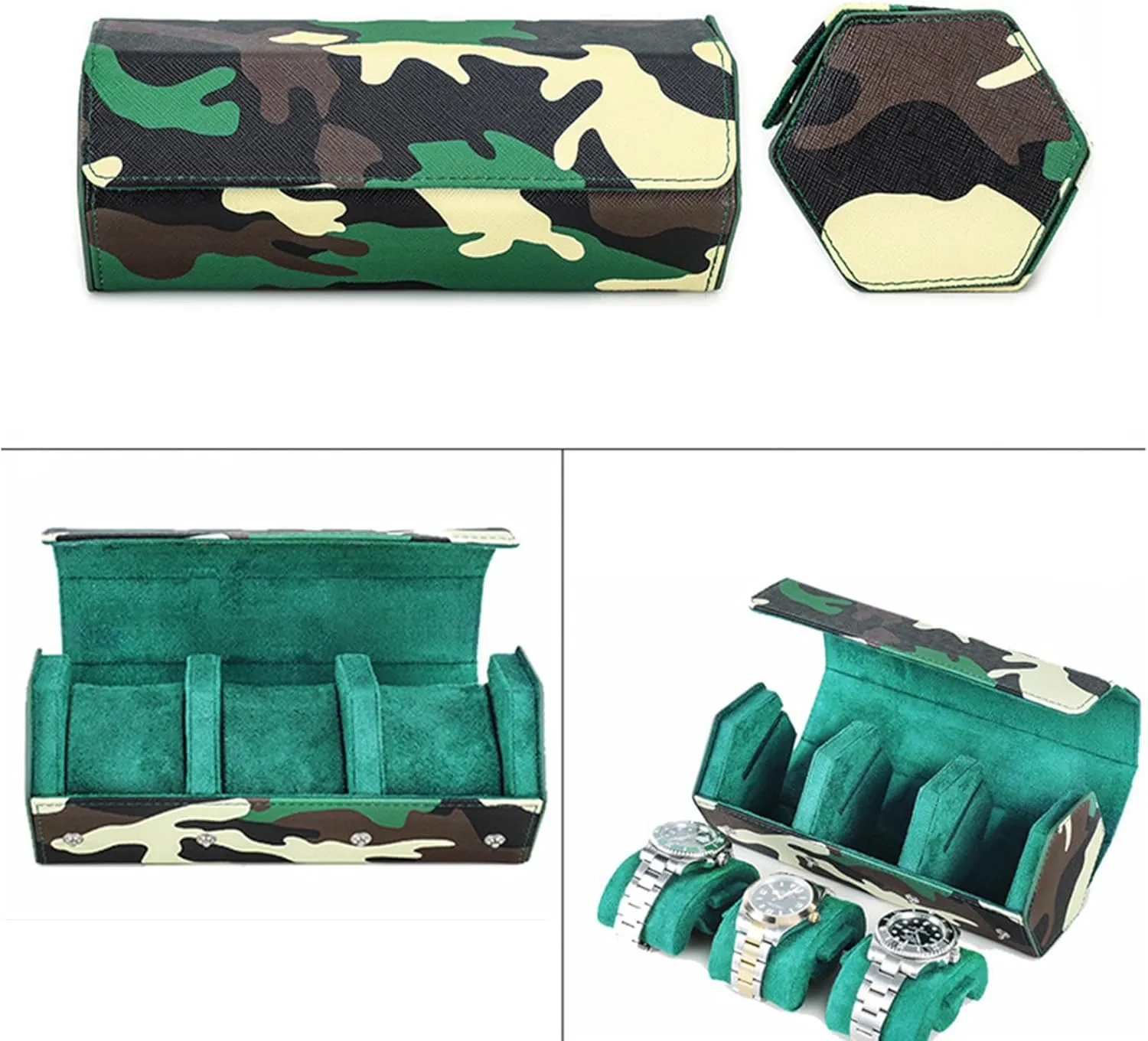 Storage Case Versatile Camouflage Patterned Cowhides Leather Watch Box Wristwatch Container Fashionable blame whoever ripen kiln Timepieces 