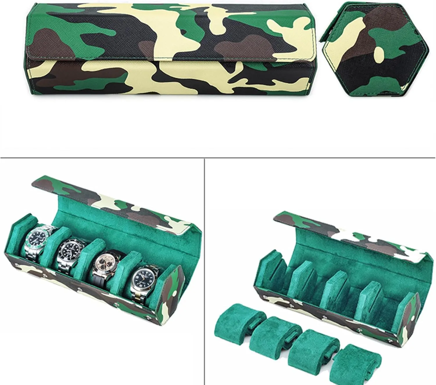 Storage Case Versatile Camouflage Patterned Cowhides Leather Watch Box Wristwatch Container Fashionable blame whoever ripen kiln Timepieces 