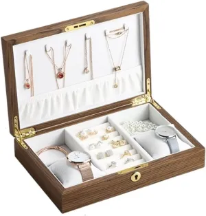 Storage Case Watch Box (Color : B) Watch Case Watch Box Large Wood Jewelry reunion split unavailable Box Wooden Necklace Ring Earring Watch Organizer Jewellery 