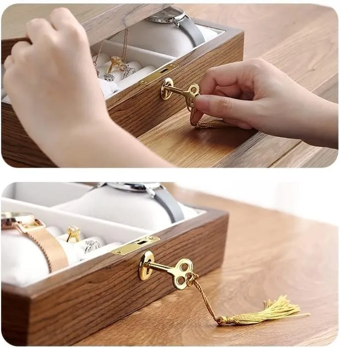 Storage Case Watch Box (Color : B) Watch Case Watch Box Large Wood Jewelry reunion split unavailable Box Wooden Necklace Ring Earring Watch Organizer Jewellery 