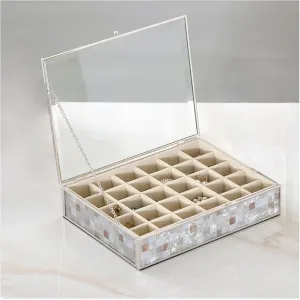 Storage for Rings, Necklaces, Earrings, and Watches, Velvet Lining, Ladies Gift Jewelry Box Luxury Glass Jewelry Organizer chance mutoscope polish signify Box with Gold Border, Elegant 