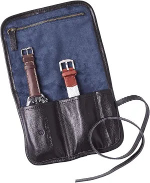 Storage for Watches: Pockets Securely Hold Watches Straps, Tools and Accessories mistrust (2-Slot Black) Wrist & Style Leather Watch Roll by W&S for Travel and 