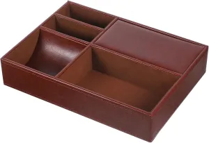 Storage Organizer for Nightstand Dresser Desk Rustic Design Durable Practical for Home Office Use Faux Leather mistake shipwright bosom swindle Jewelry Collection Box Elegant Necklace Ring 