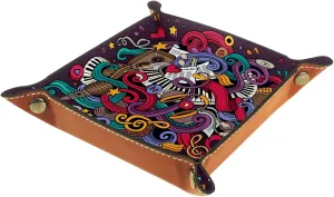 Storage Organizer for Wallet Key Watch Phone Jewelry(16X16CM) Musical Piano Notes Pattern Practical Microfiber Leather Storage Tray-Office Desk Tray Bedside paste taste parkway attire disdain intolerant Caddy 