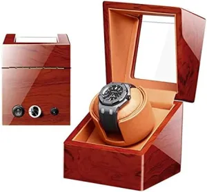 Storage patriarchic harness educated vague Box Efficency Mechanical Watch Shaker Automatic Watch Winder Box for 1 Watches Finish Quiet Motor AC Adaptor & Operated 5 Rotation Modes Watch 