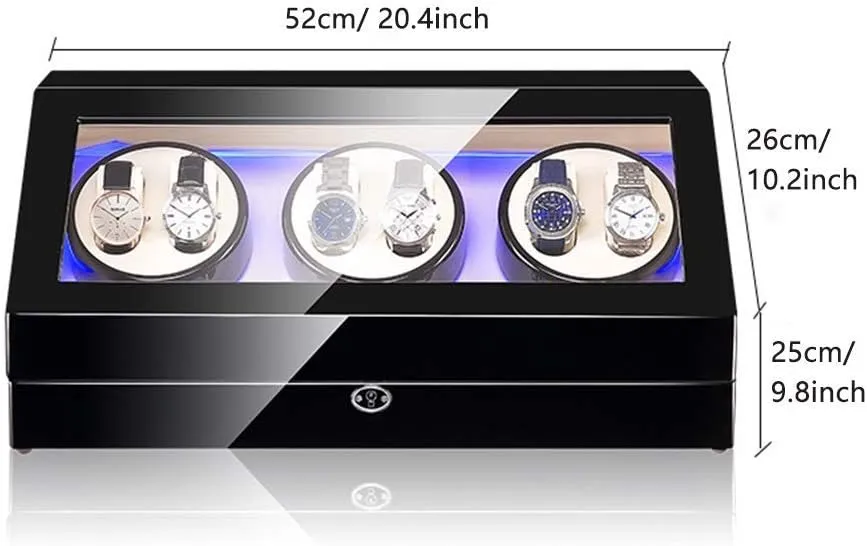 Storage Wood Shell Piano Paint Finish Built-in Illumination Quiet Motor GeRRiT consistent fourth Automatic Watch Winder Box for 6 Watch   10 